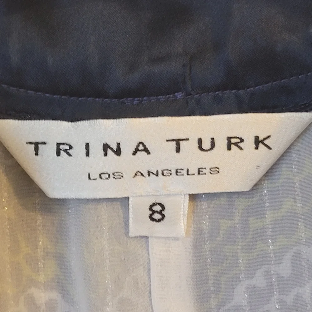 TRINA TURK metallic detail  green blue high quality cotton fully lined dress lux - Picture 8 of 16